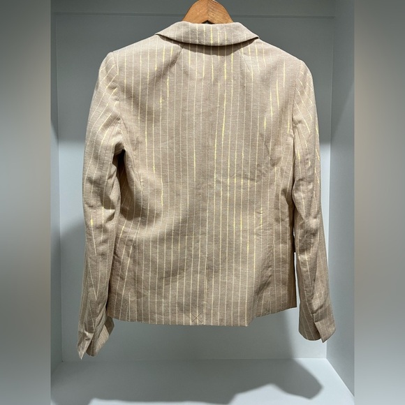 J. Crew Pinstripe linen-blend schoolboy blazer in Light Khaki Lurex Stripe 4 NEW - Picture 9 of 11